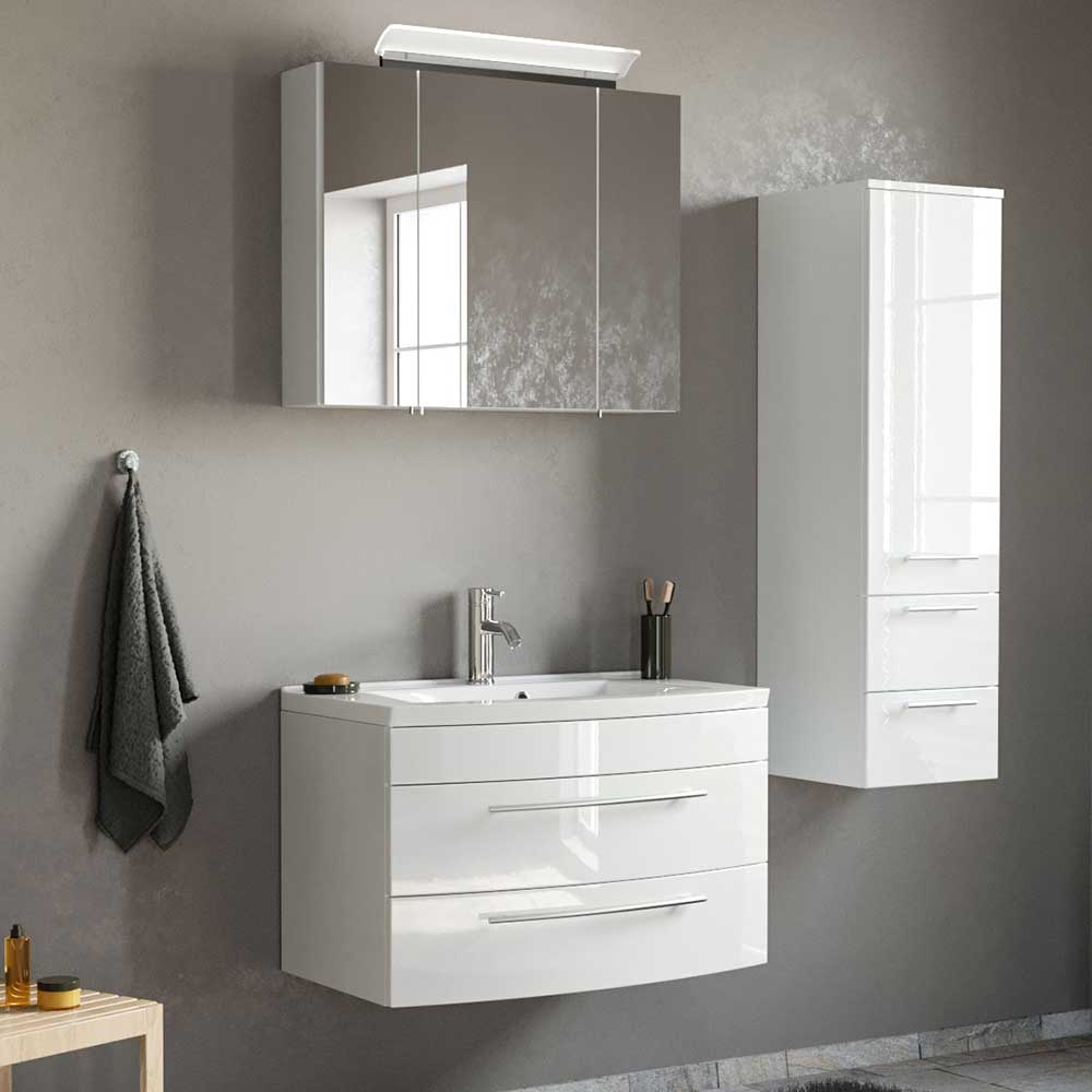 Badezimmer Hochglanzmöbel in Weiß für die Wandmontage Panago