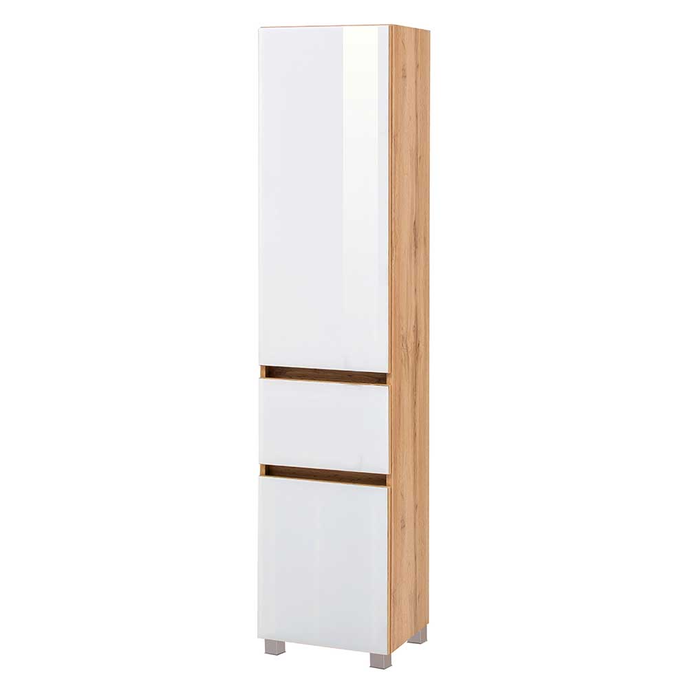 Badezimmer Hochschrank mit zwei Türen & Schublade für Wand- oder Standmontage Vrendina