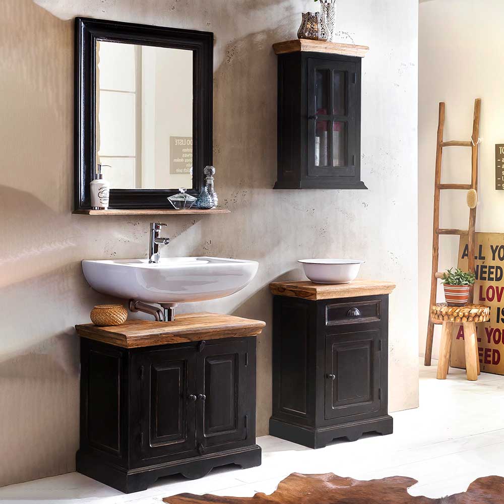 Badezimmer Möbel im Kolonialstil zweifarbig in Schwarz Honig Sentiments