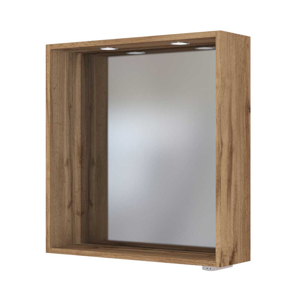 Badezimmer Spiegel mit 2 Touch LED & Ablage in Wildeiche Dekor Userina
