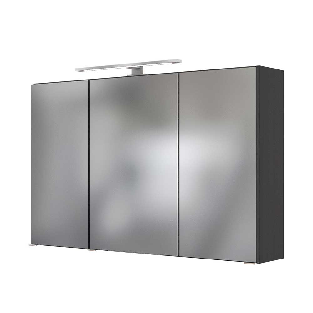 Badezimmer Spiegelschrank mit 3 Türen & LED in Dunkelgrau - 3 Breiten Nitusa