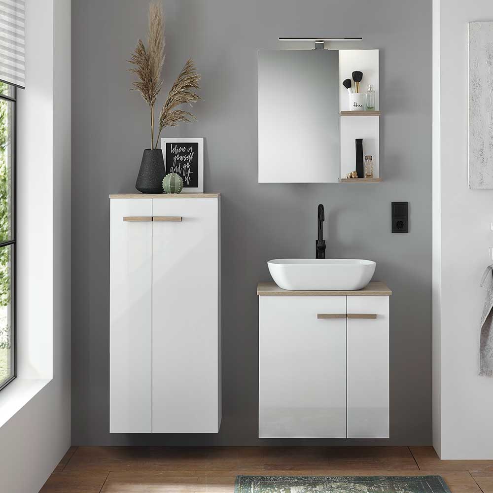 Badezimmermöbel in Weiß & Eiche - 111 cm breit Vauflos