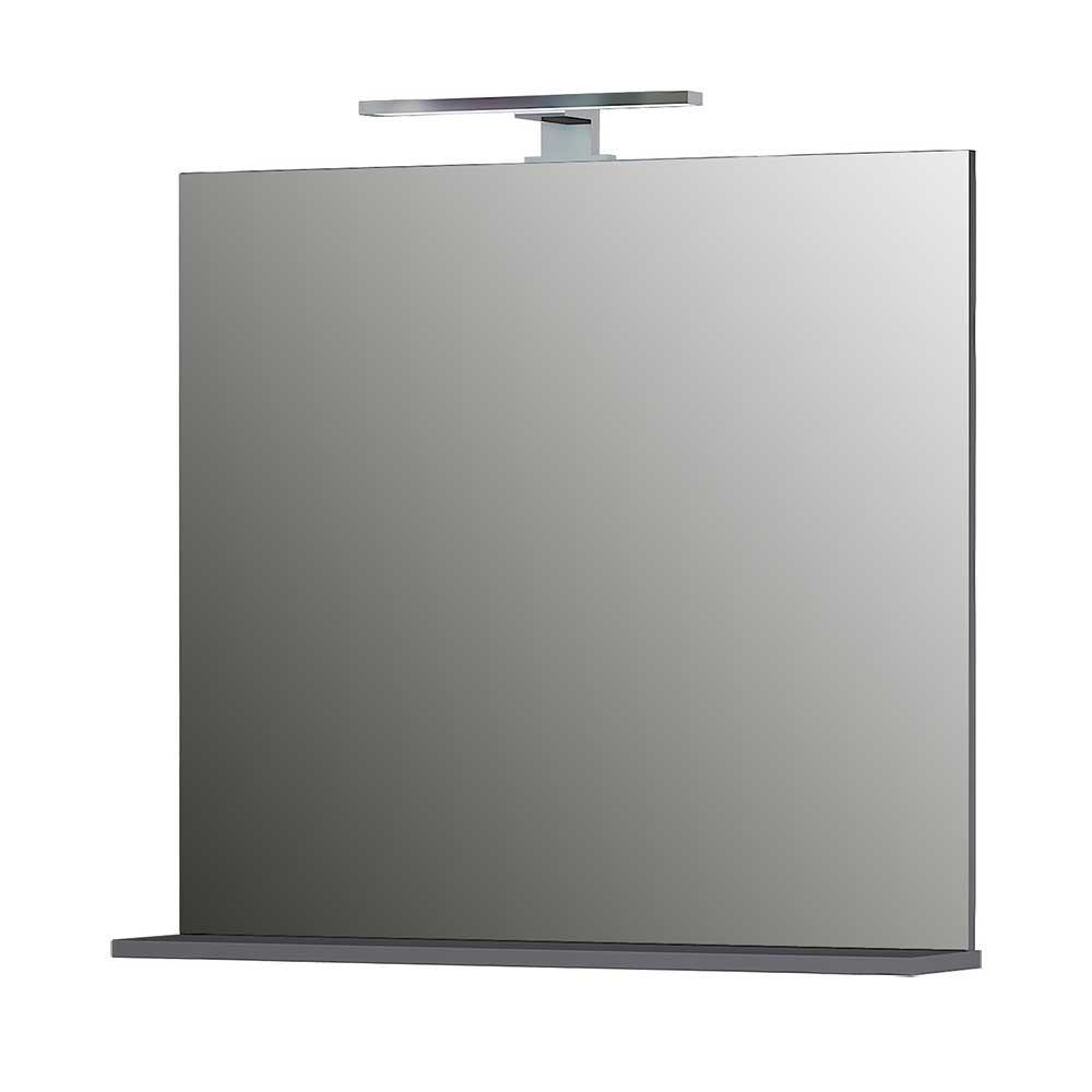 Badspiegel mit Licht & Ablage in Dunkelgrau - 76x75x15 cm Tanjura