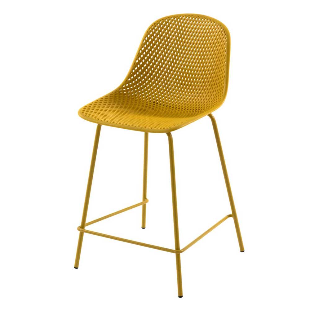 Barstuhl mit Sitzschale in Gelb aus Polypropylen & Stahl Ziarus