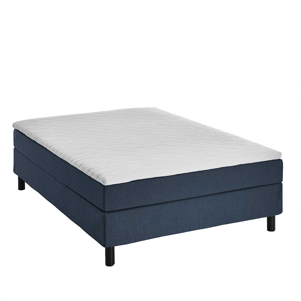 Bett für schräge Wände aus Webstoff in Blau mit schwarzen Füßen - inkl Matratze H2 Jamesson