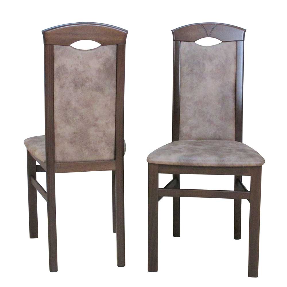 Braune Esszimmer Stühle mit Microfaser Vintage Look Comta