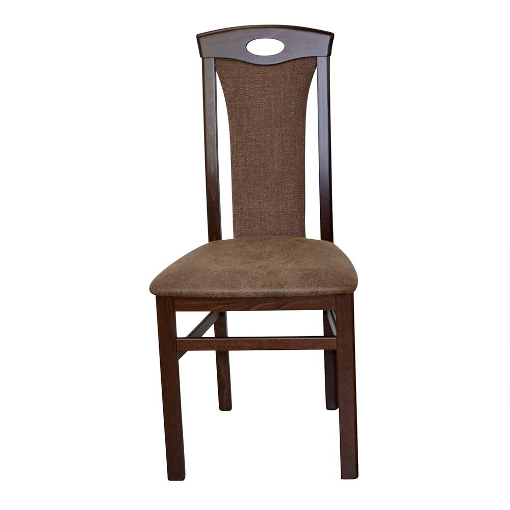 Braune Stühle im Material Mix aus Massivholz & Kunstleder & Stoff Adinos