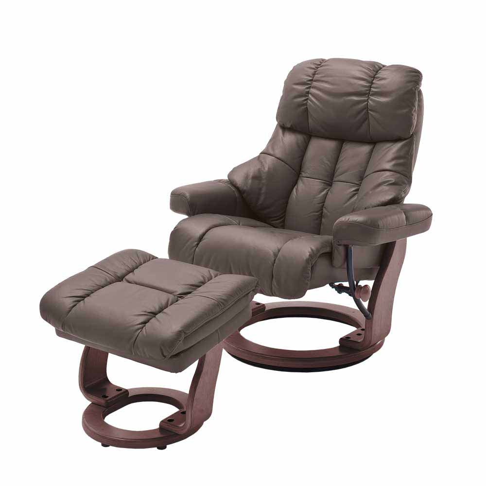 Brauner Sessel mit Relaxfunktion & Fußhocker Seyera