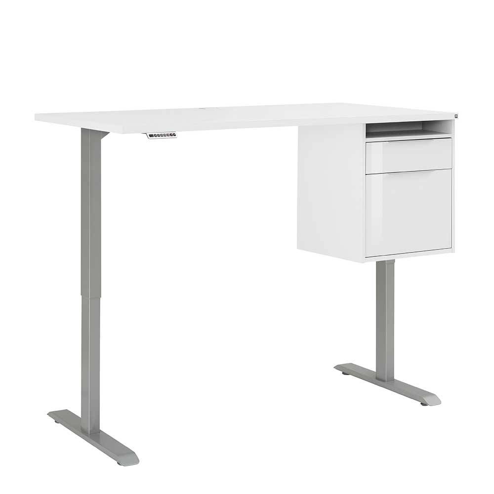 Büro Schreibtisch in Weiß & Platingrau - höhenverstellbar Licomus