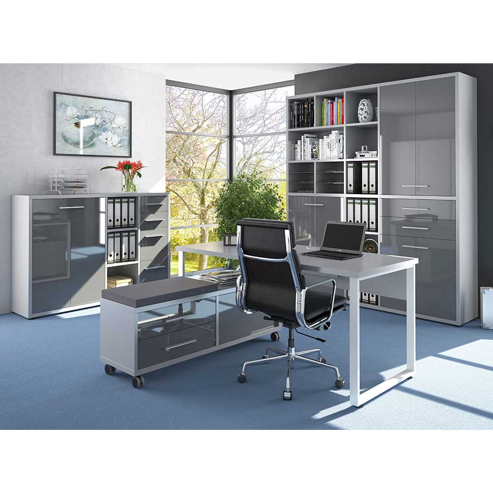 Büroausstattung in Grau & Weiß - modernes Design Tederana