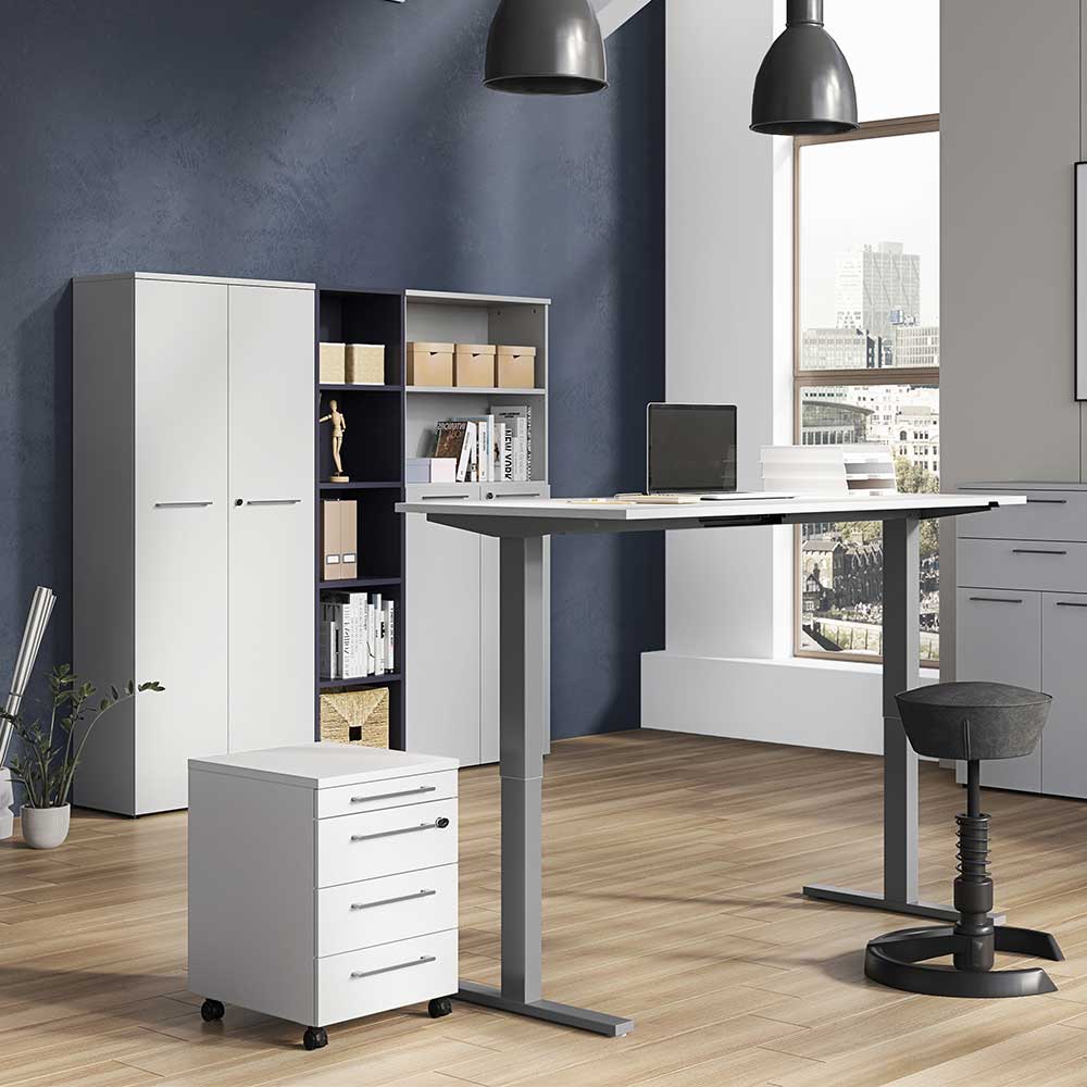 Büromöbel Set mit elektrischem Schreibtisch in Lichtgrau & Dunkelgrau Ofledio