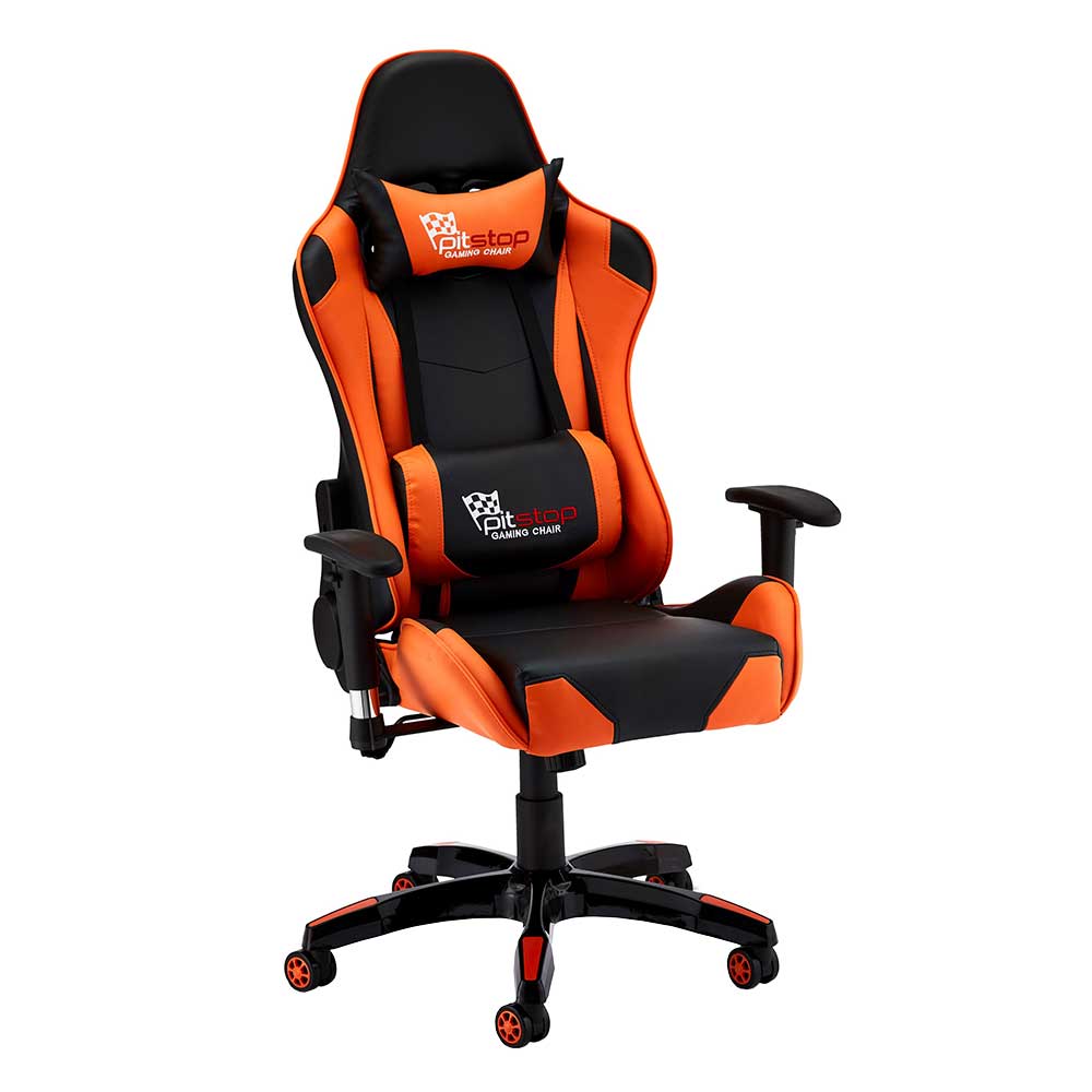 Bürostuhl Gaming-Stuhl mit Lendenkissen in Schwarz & Orange Solineza