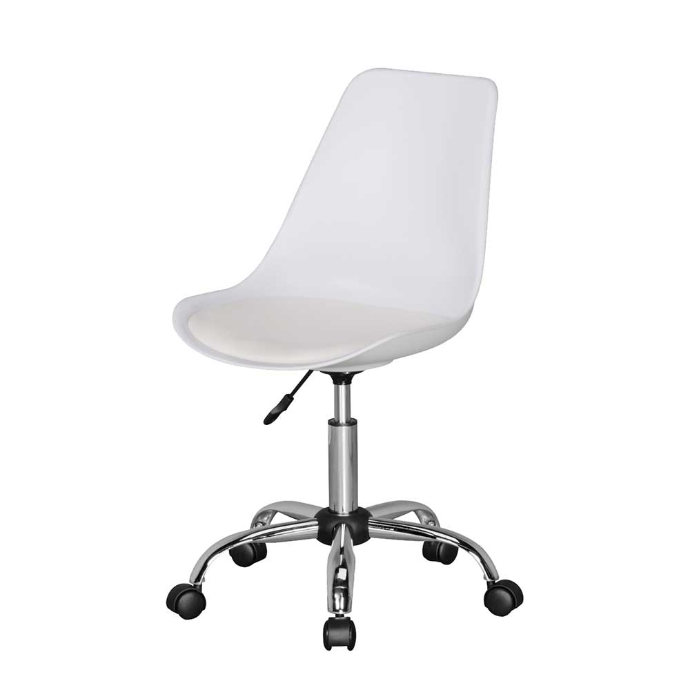 Bürostuhl mit Sitzschale in Weiß & Chrom - modernes Design Ionella