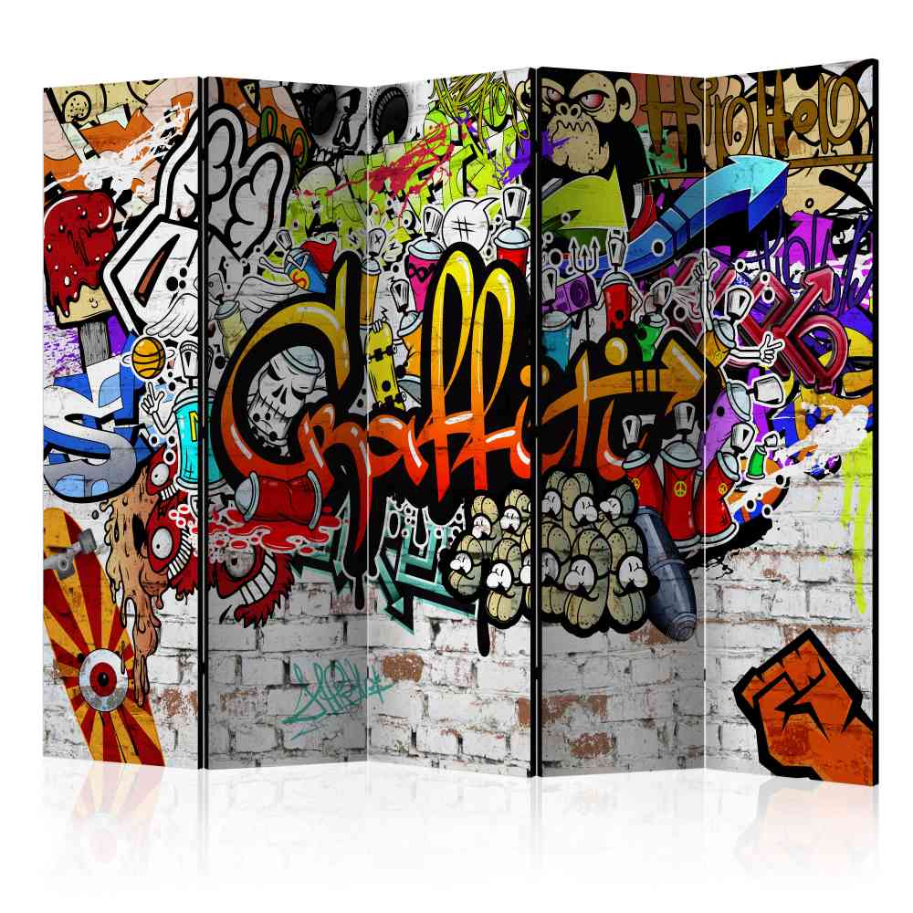 Bunter Paravent für Jugendzimmer mit Graffiti Motiv Druck 225x172 Apulca