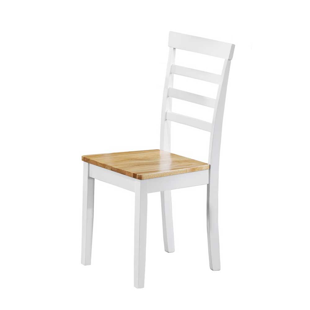 Conutry Kiefernholz Stühle zweifarbig in Weiß & Natur Hairos