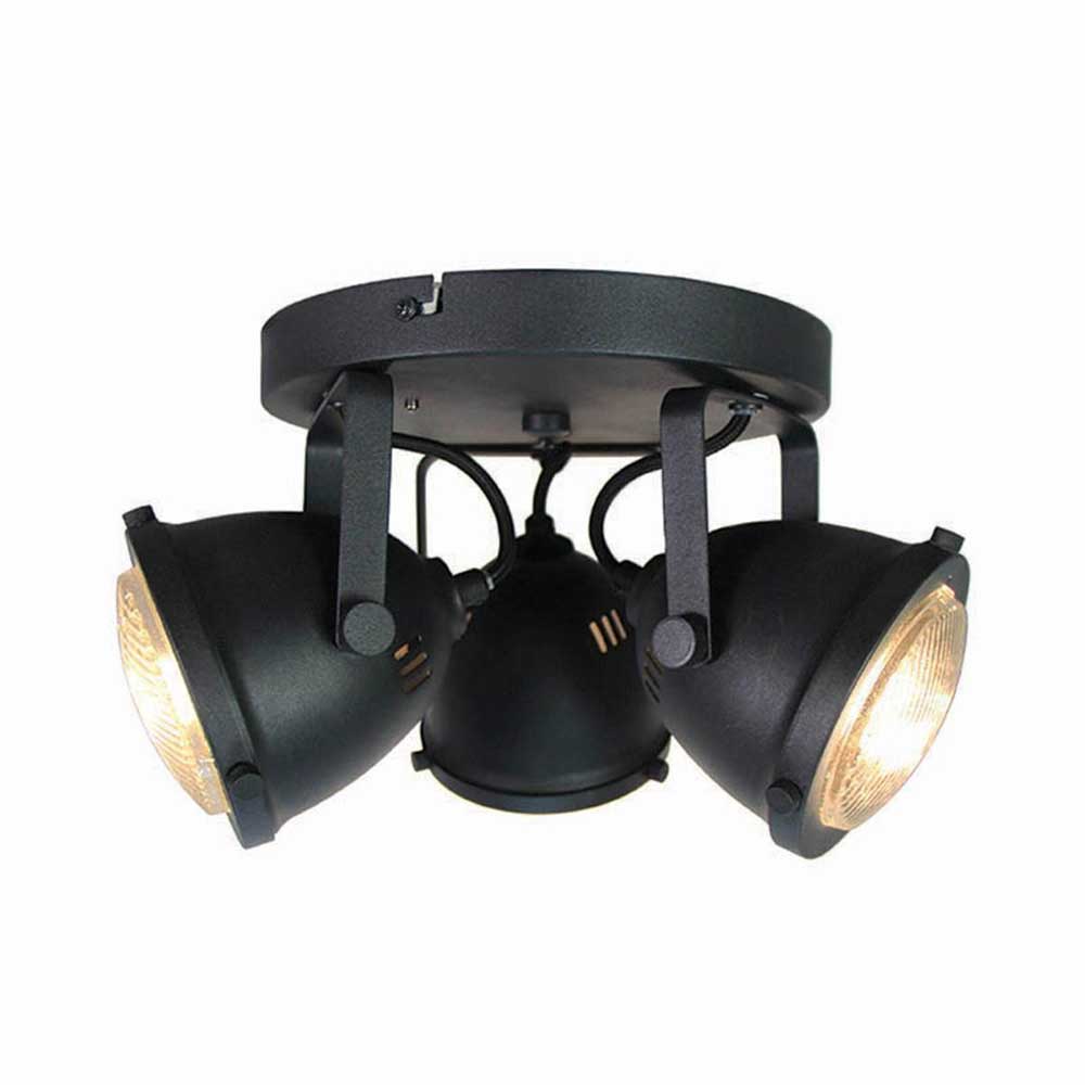 Deckenlampe mit 3 Spots aus Metall in Schwarz - Industrial Style Juno