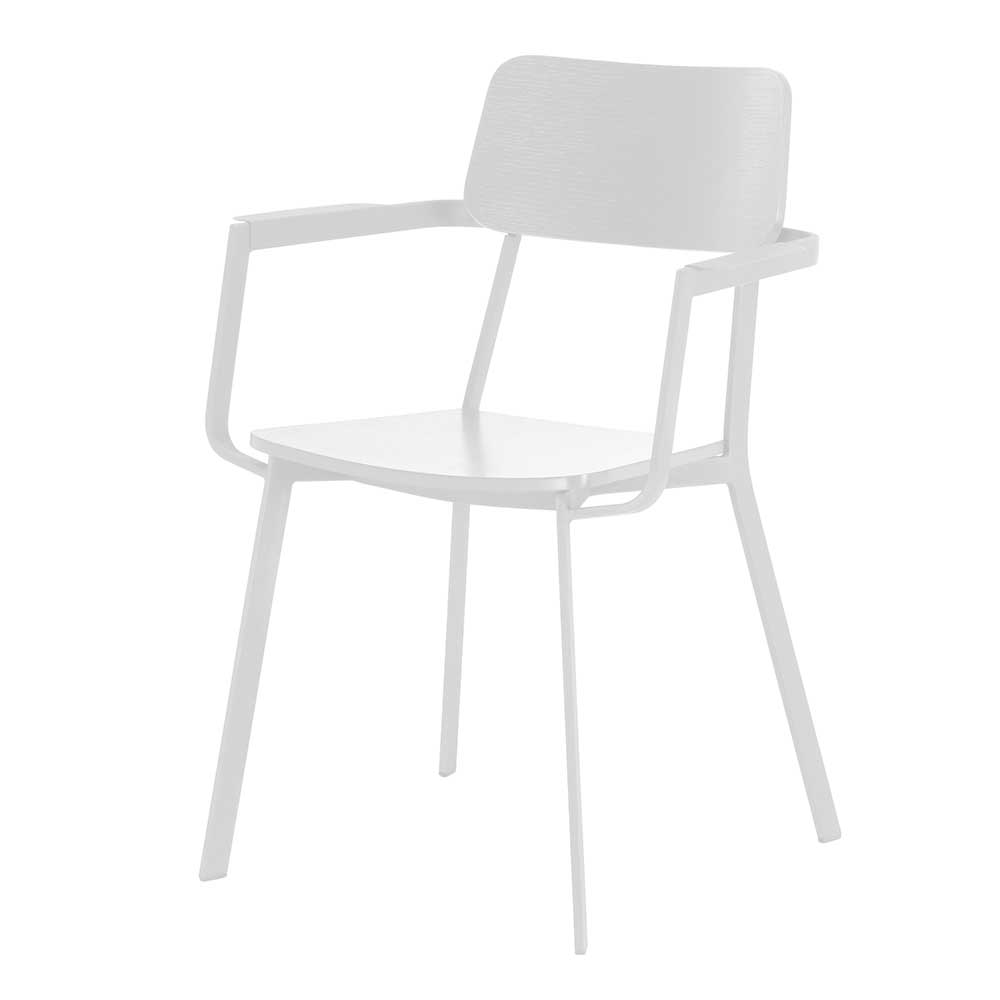 Design Armlehnenstühle in Weiß aus Schichtholz & Metall Vedition