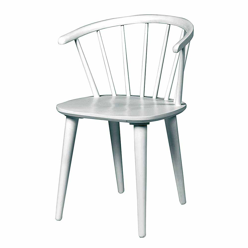 Design Holz-Stuhl in Weiß aus Gummibaum lackiert Cleveland
