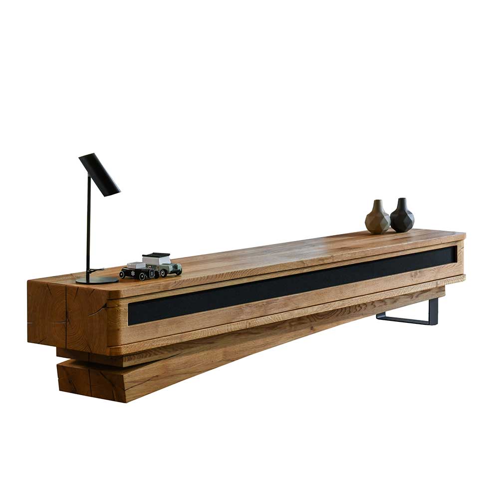 Design Lowboard im Industry und Loft Stil aus Asteiche Massivholz Ventida