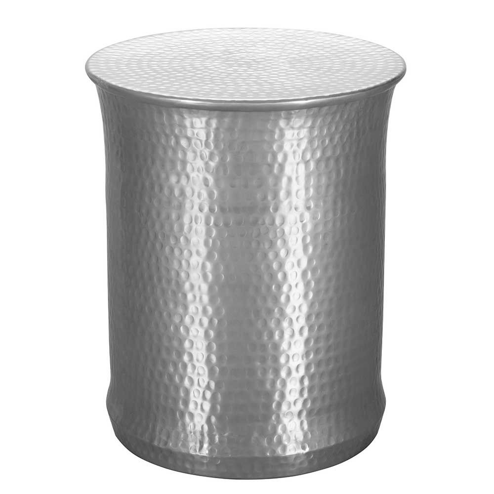Design Metalltisch zylinderförmig aus Aluminium in Silber 41x50x41 Zerifa