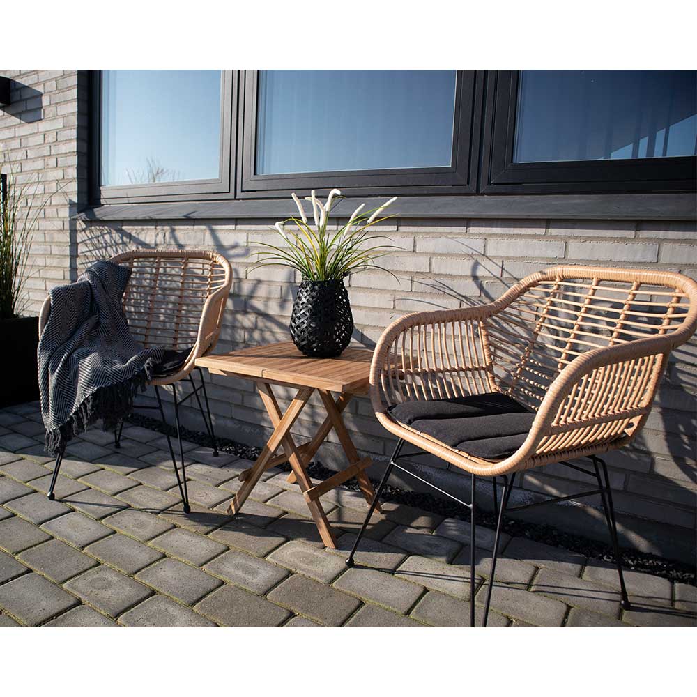 Design Outdoor Möbel Set - Kunstrattan Stühle & Klapptisch Gumerus
