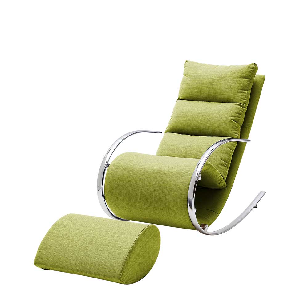 Design Relax Sessel in Grün & Chrom mit Schaukelfunktion Dominicas