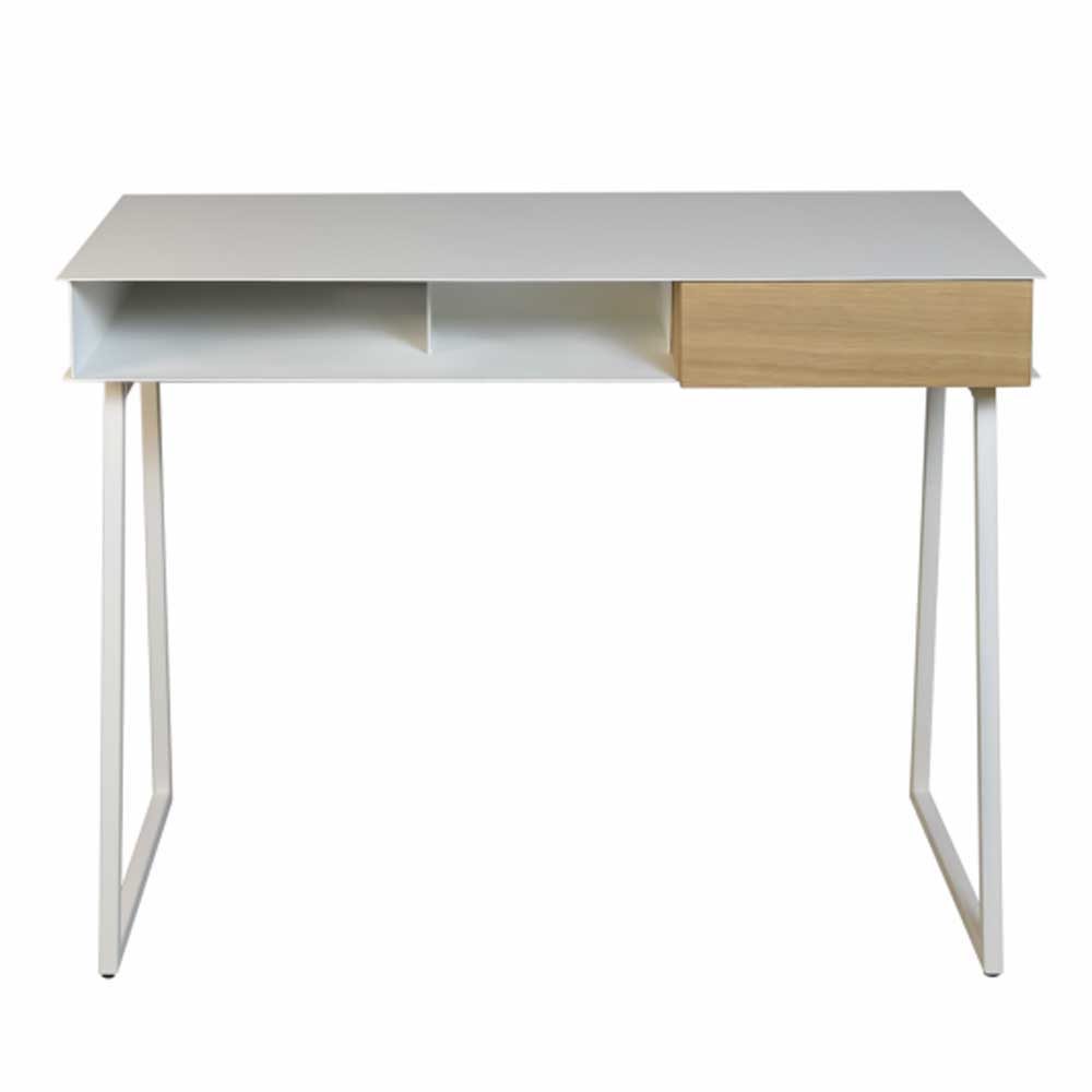 Design Schreibtisch aus Stahl Weiß mit Schublade 100x74x46 Snoba