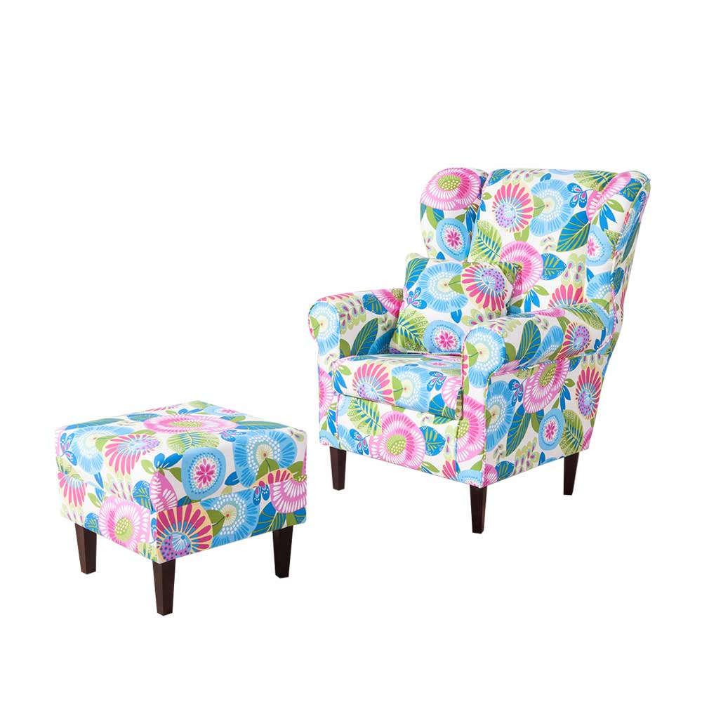 Design Sessel Floral Muster Bunt Prismo