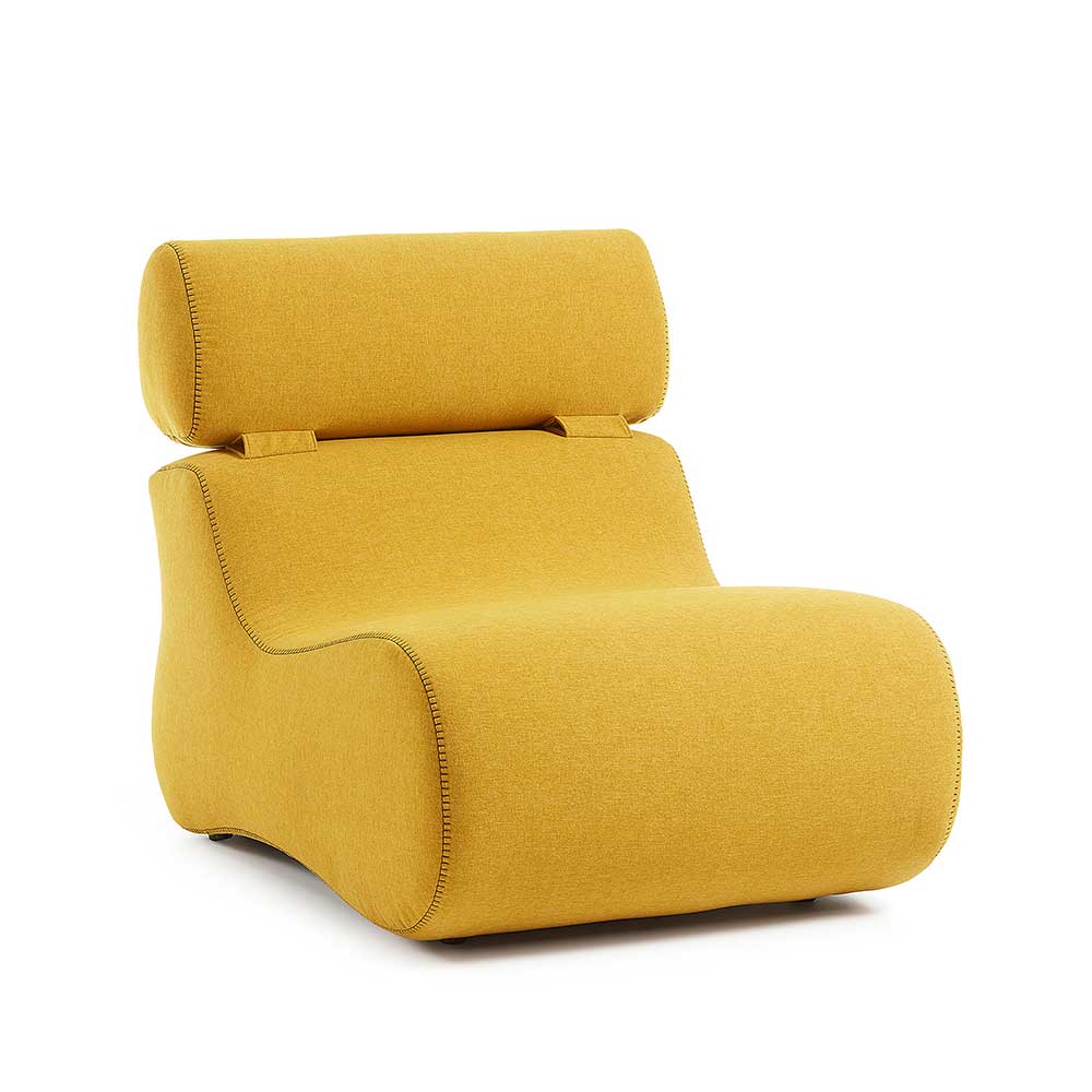 Design Sessel Gelb Kopflehne zum Klappen 70er Jahre Stil Haboron