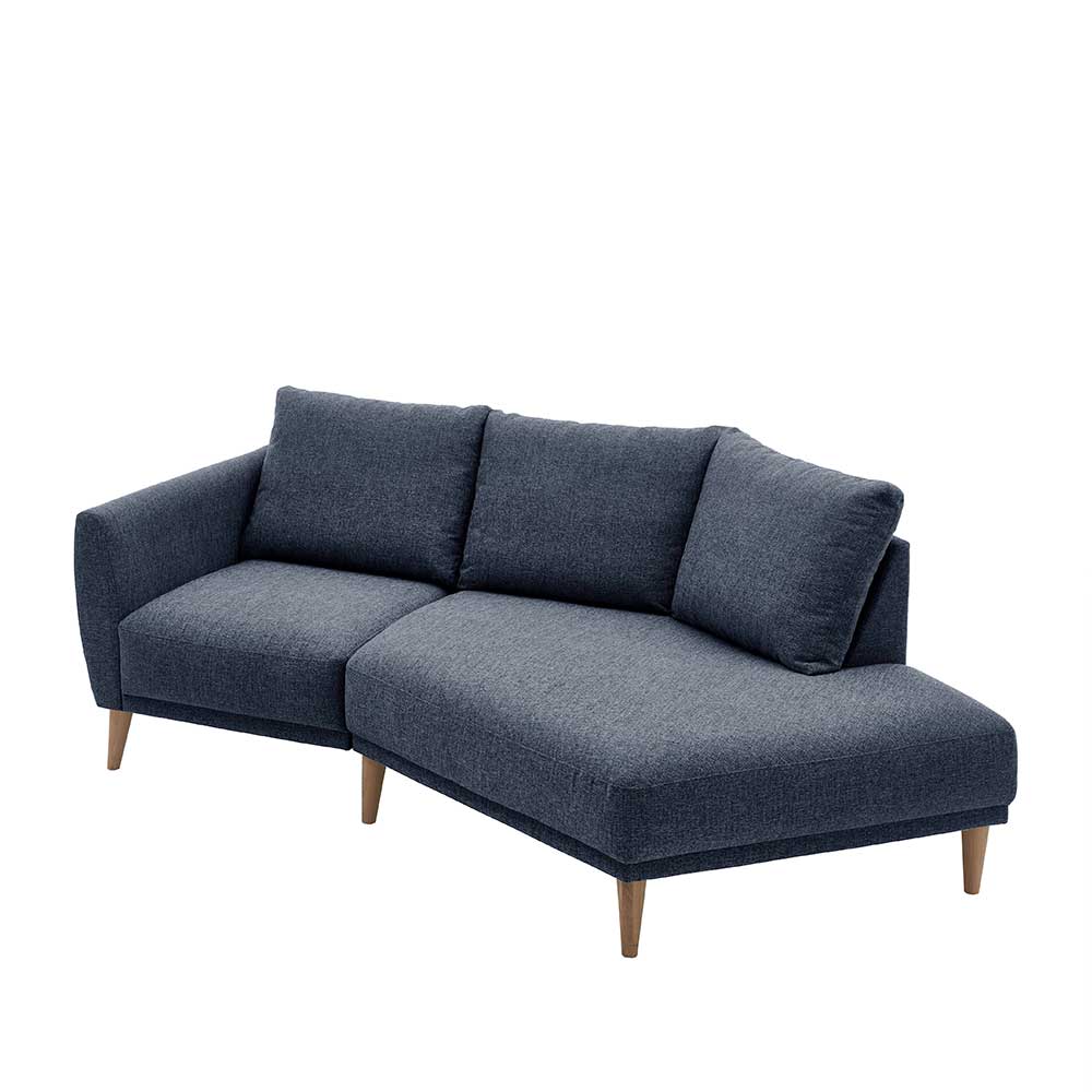 Design Sofa aus Strukturstoff in Dunkelgrau und Eiche Massivholz gekälkt Lionica