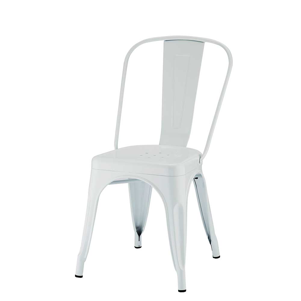 Design Stahlstühle für Esstisch in Weiß lackiert Afilon