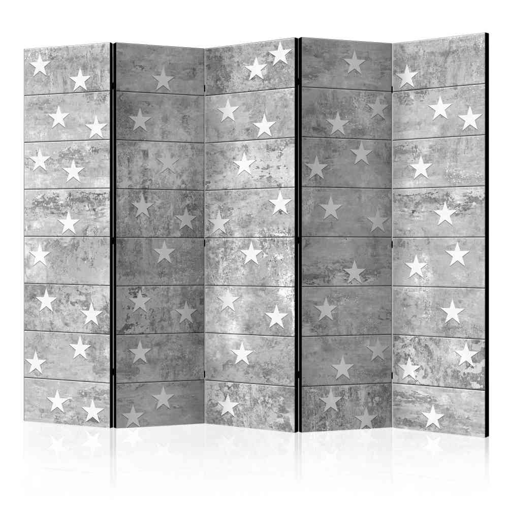 Design Trennwand Weiße Sterne & Beton Leinwand mit Druck 225x172 Still