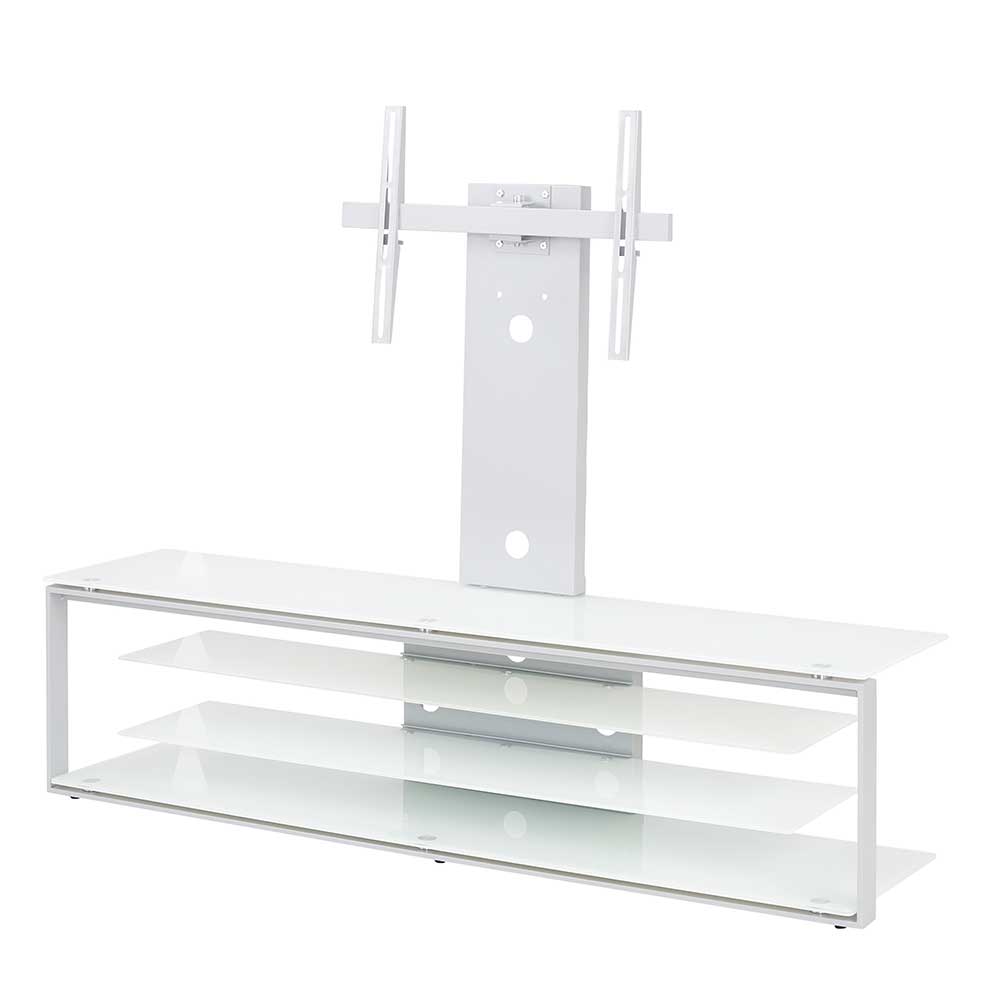 Design TV Tisch in Weiß & Grau mit Universalhalterung bis 55 Zoll Zybilla