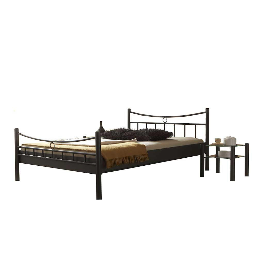 Doppelbett aus schwarzem Metall inkl. 2 Nachttische Carlovac
