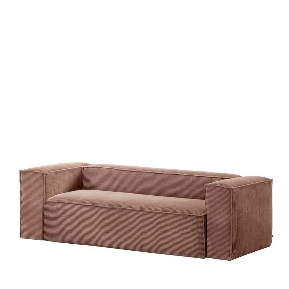 Dreisitzer Sofa aus Cord in Rosa mit Armlehnen - 240 cm breit Tristan
