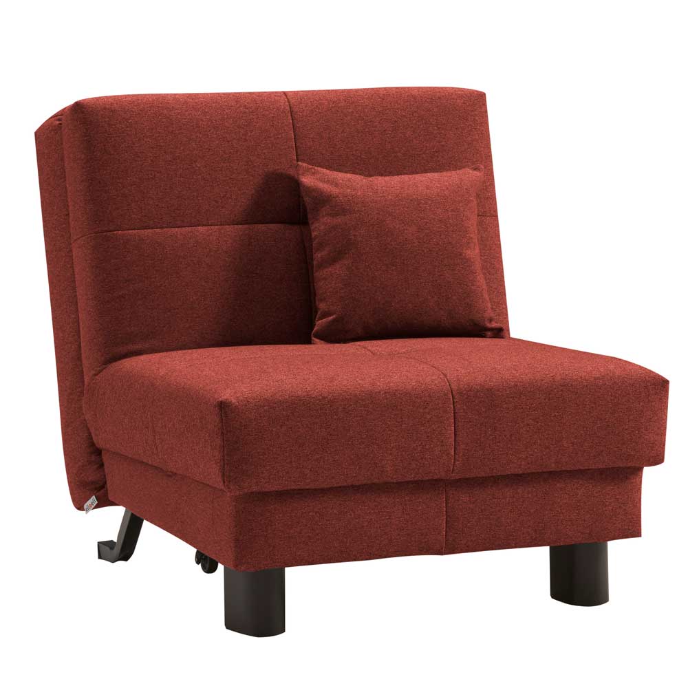 Dunkelroter Sessel mit Bettfunktion - Flachgewebe Stoff Vionory