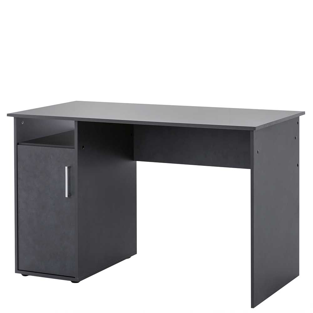 Dunkler Staufach Schreibtisch in Grau mit Knieraumblende Orennas