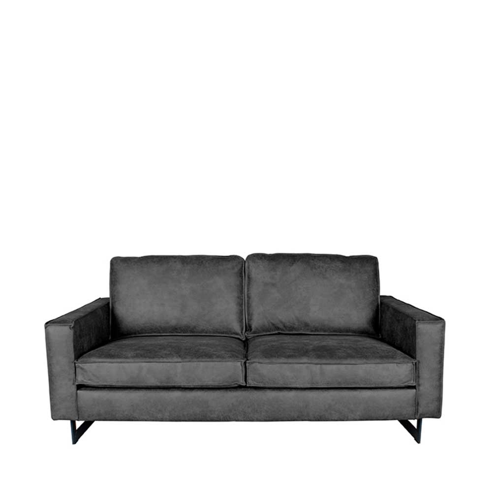 Dunkles Microfaser Sofa mit Bügelgestell - zwei Sitzplätze Luzillo
