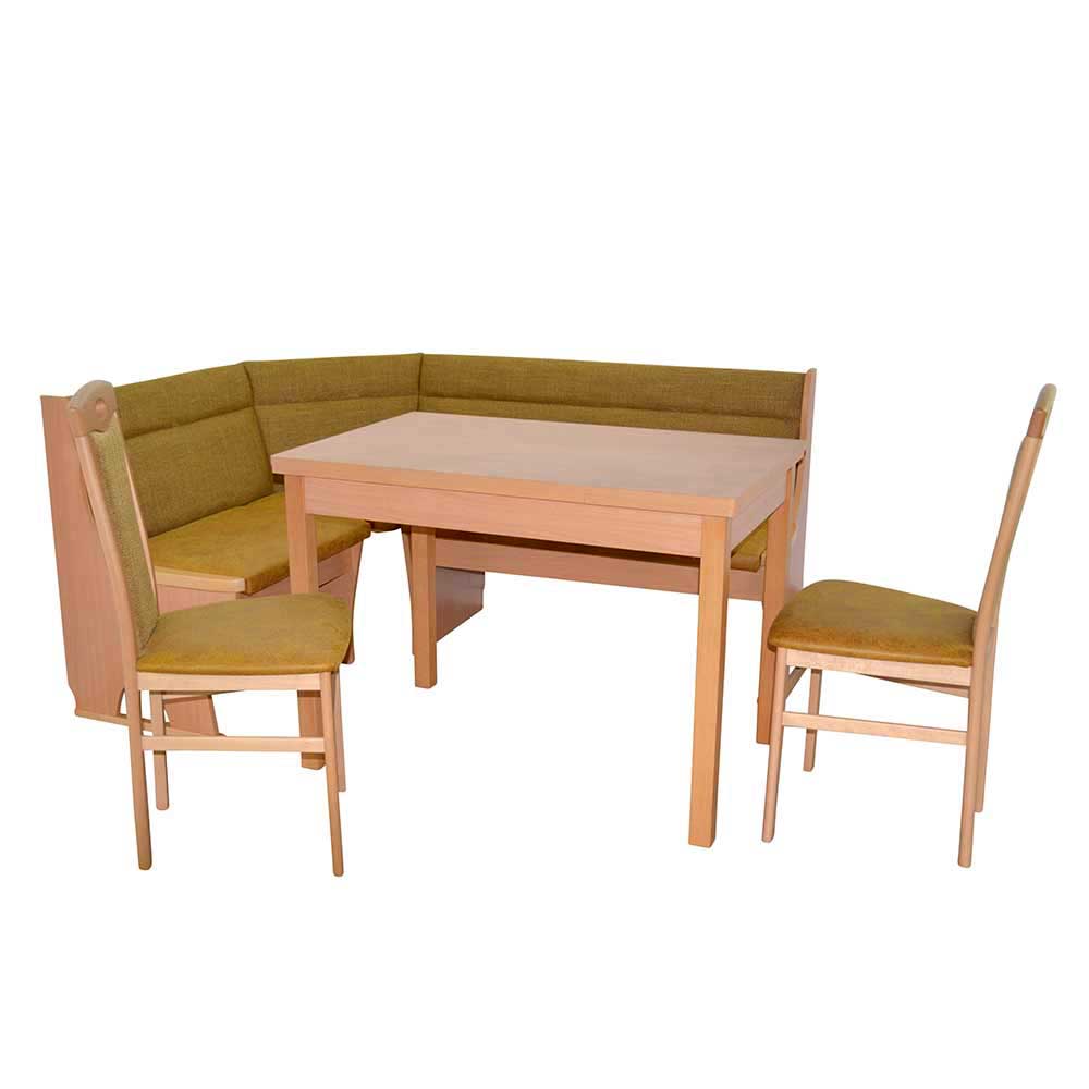 Eckbank mit Tisch & Stühlen Set in Ocker & Buche Minar