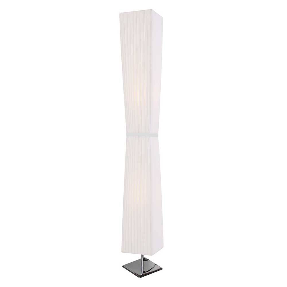 Eckige Design Stehlampe in Weiß Latex mit Edelstahl Fuß - 17x120x17 Gioja