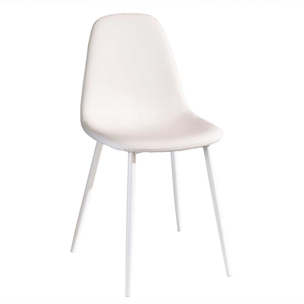 Einfarbige Esstischstühle in Weiß aus Kunstleder & Metall Jufara
