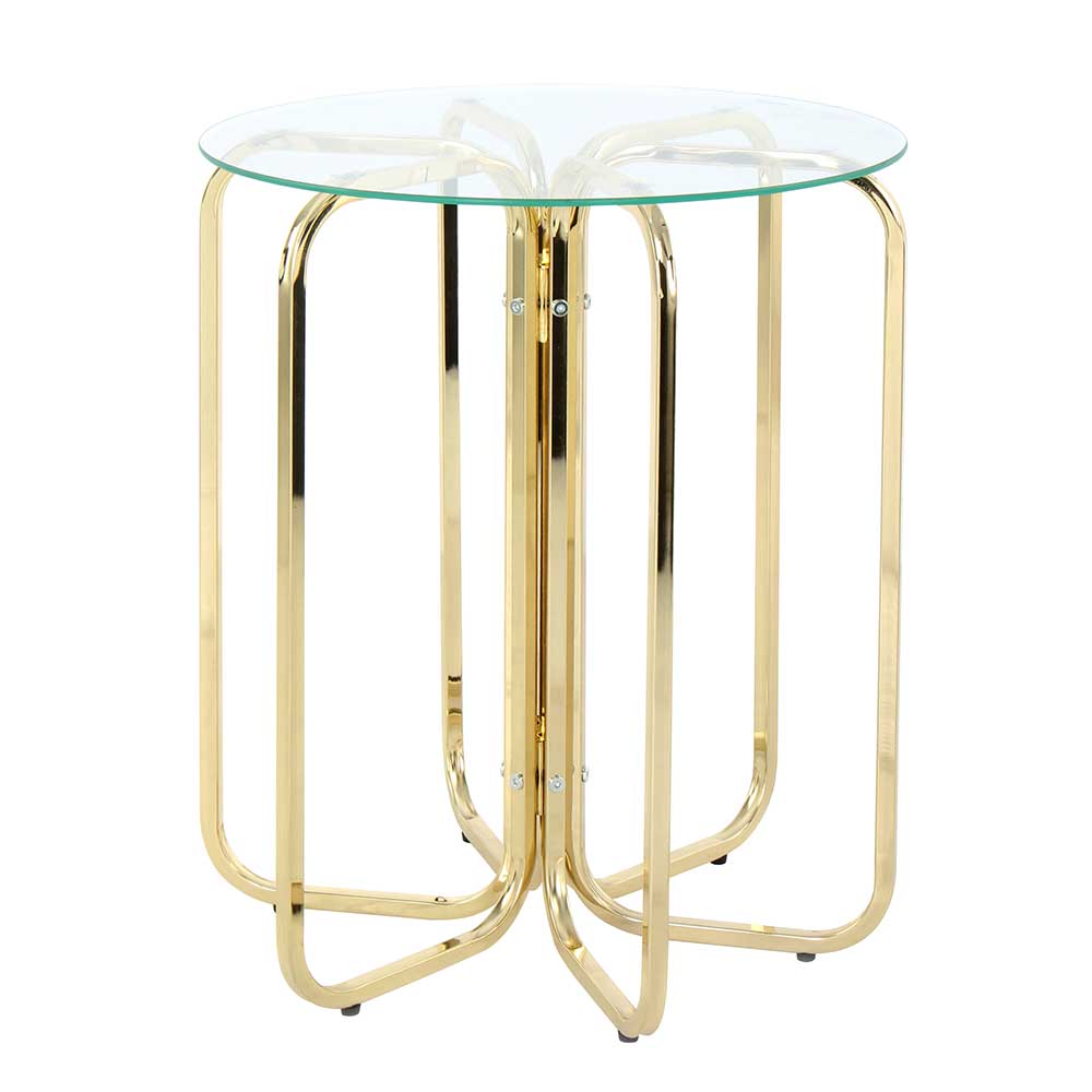 Eleganter Beistelltisch in Glas & Gold Metallgestell - 45x55x45 Calpano