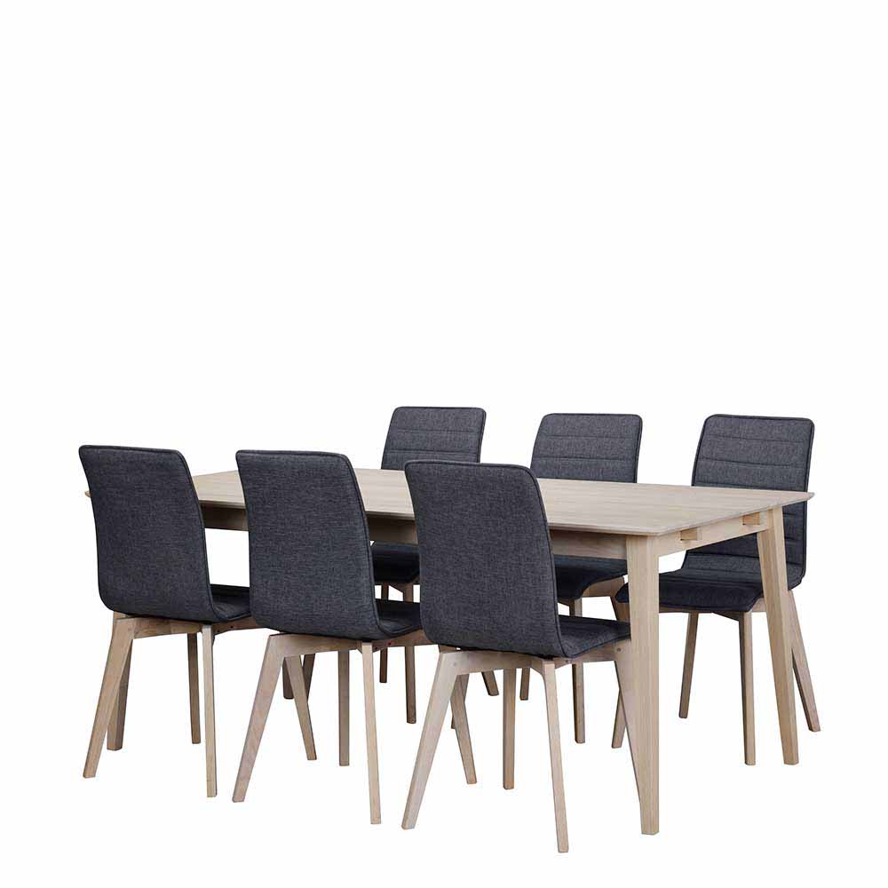Essplatz Gruppe mit 6 Stühlen Webstoff Grau Pessoa