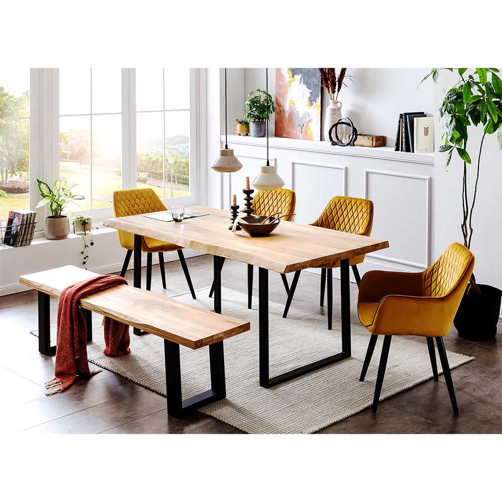 Esstisch & Bank & 4 Stühle in modernem Design Amaikan