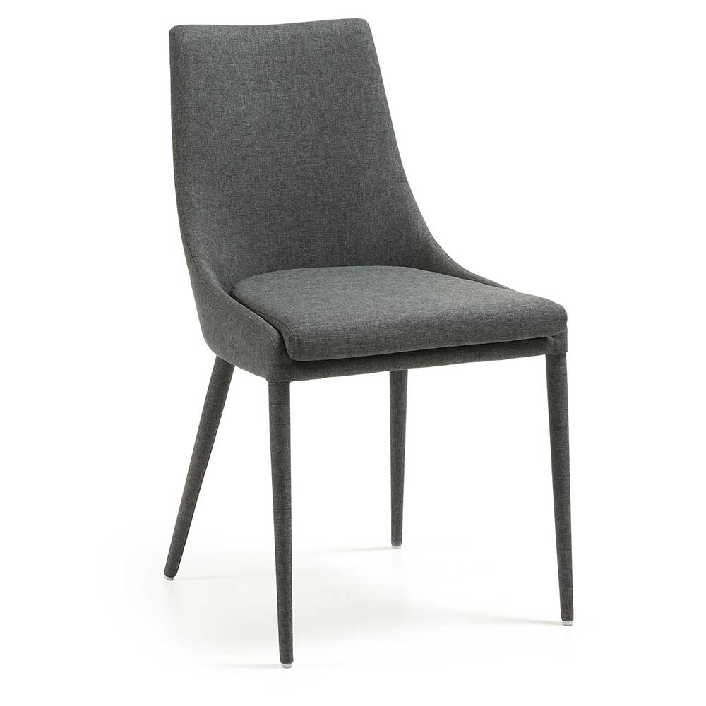 Esstisch Stühle in dunklem Grau aus Webstoff & Stoff Lecrosca