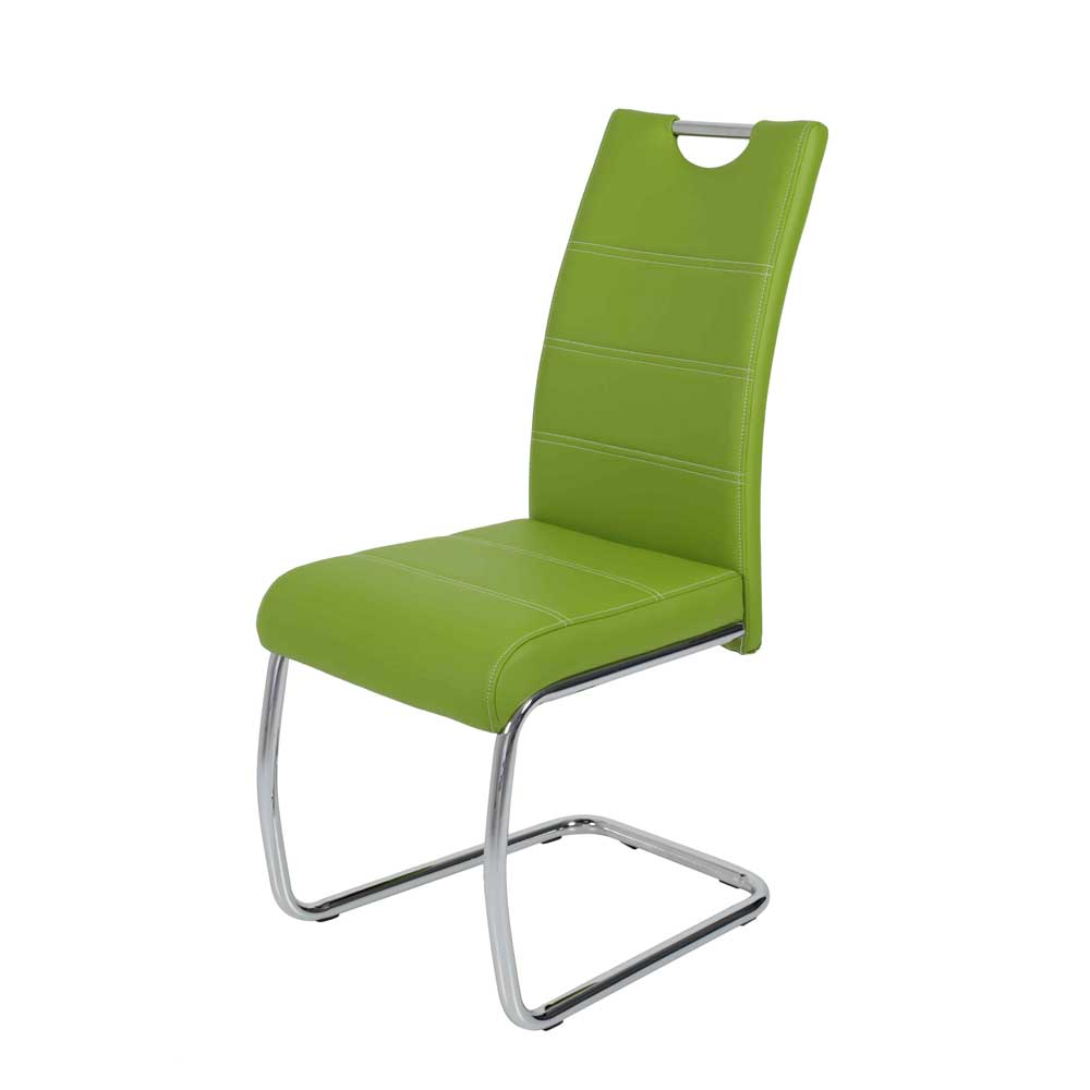 Esstisch Swingstühle in Grün Kunstleder mit 48cm Sitzhöhe Nokadura