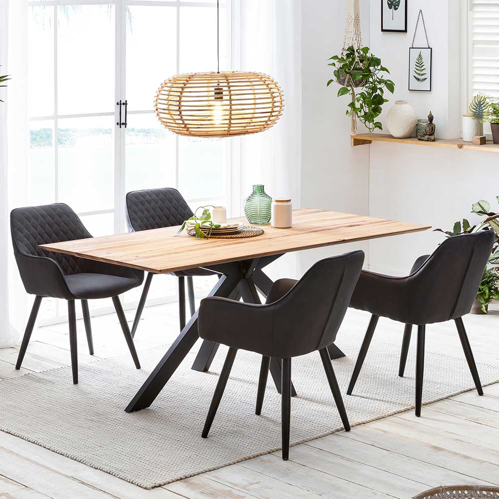 Esszimmer Sitzgruppe modern mit Wildeiche Tisch & 4 Stühlen Inveria