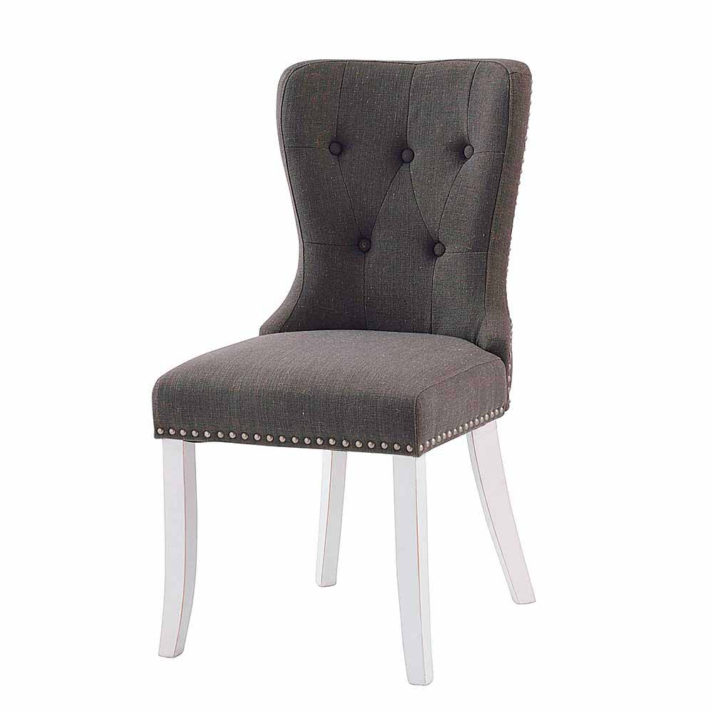 Esszimmer Stuhl mit Polsterung in Grau & Holzbeinen Weiß Vernon