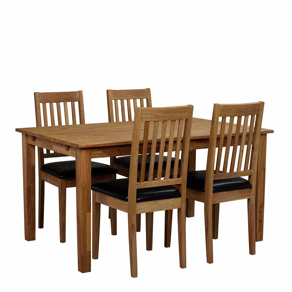 Esszimmer Tisch & 4 Stühle aus Eiche Massivholz Ruriga