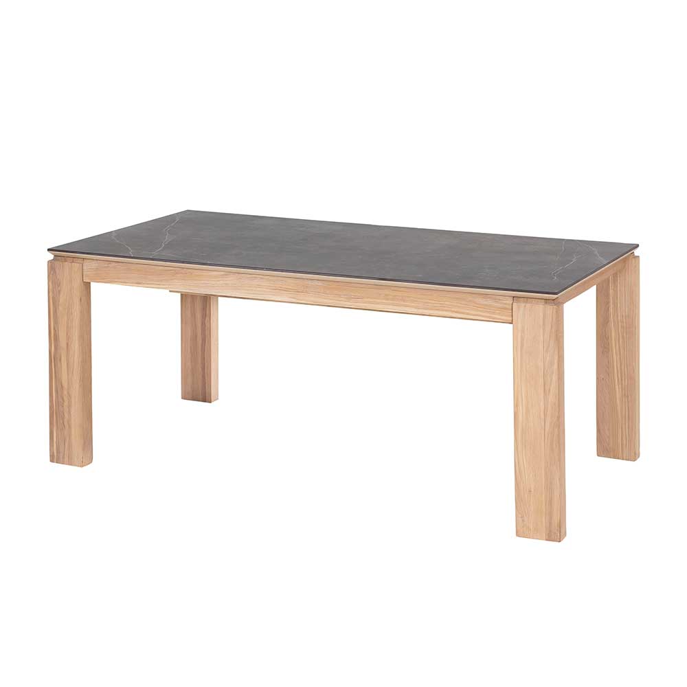 Esszimmer Tisch mit Keramikplatte Grau & Eichenholz - ausziehbar Lugon